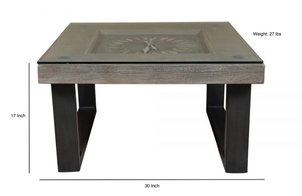 Wooden Coffee Table with Clock