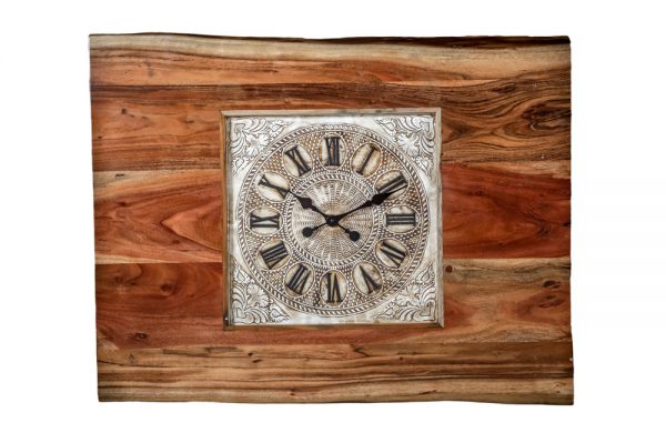 Live Edge Wooden Table with Clock