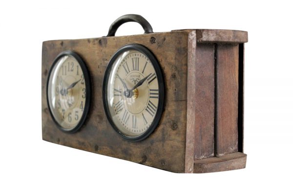 Upcycled Brick Mold Dual Dial Clock