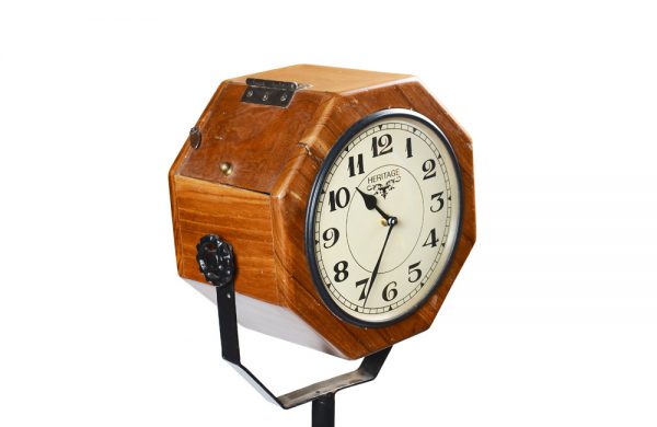 Natural Teak Finish Clock on Tripod