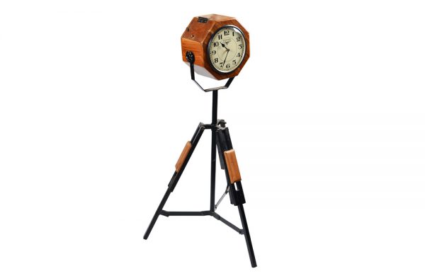 Natural Teak Finish Clock on Tripod