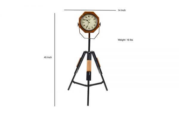 Natural Teak Finish Clock on Tripod