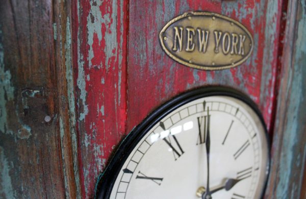 Upcycled Old Door World Time Clock (Vertical)