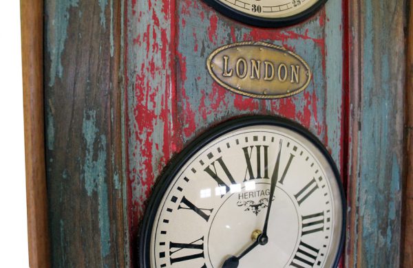 Upcycled Old Door World Time Clock (Vertical)