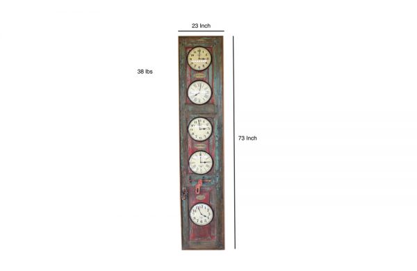 Upcycled Old Door World Time Clock (Vertical)