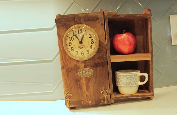 Upcycled Brick Mold Clock with 2 Shelves