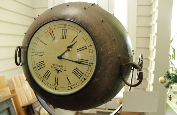 Upcycled Iron Wok Floor Clock