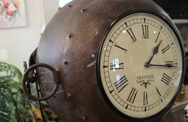 Upcycled Iron Wok Floor Clock