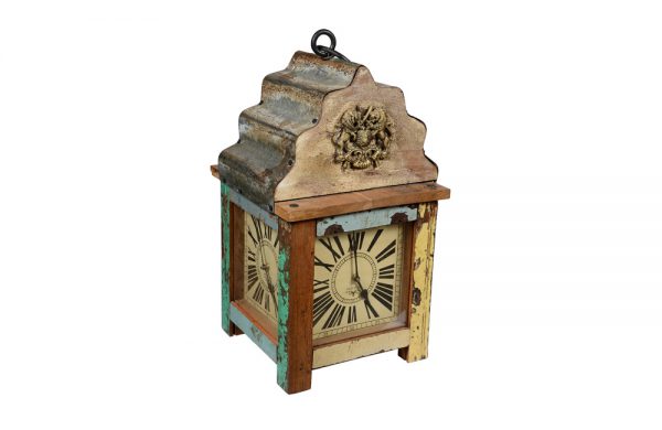 Upcycled Wooden Lantern 3-Sided Clock