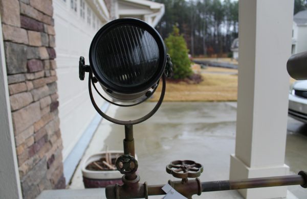 Upcycled Iron Floor Lamp Clock (Brown Camo)