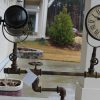 Upcycled Iron Floor Lamp Clock (Brown Camo)