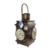 Upcycled Iron Lantern Clock (Mud Brown)