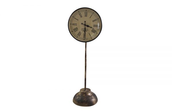 Iron Floor Lamp Clock in Brass Finish (Camo Brown)