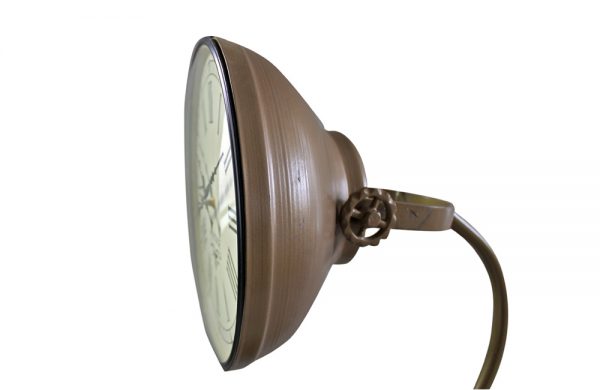 Iron Floor Lamp Clock in Brass Finish (Plain Brown)