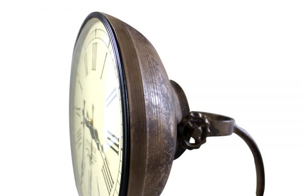 Iron Floor Lamp Clock in Brass Finish (Camo Brown)