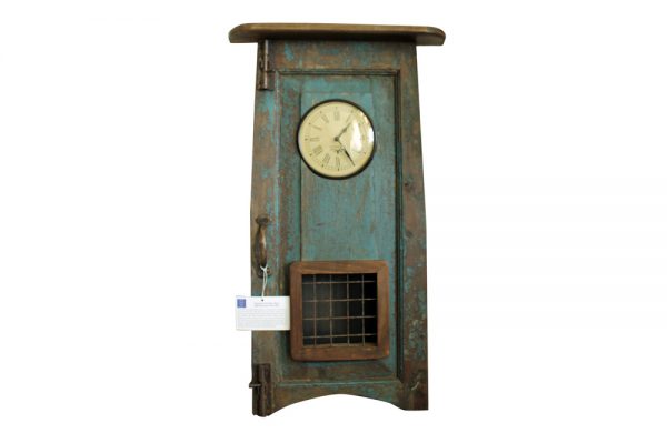 Upcycled Window Clock with Pendulum (Light Blue)