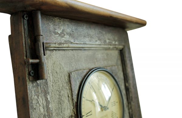 Upcycled Window Clock with Pendulum (Rustic Brown)