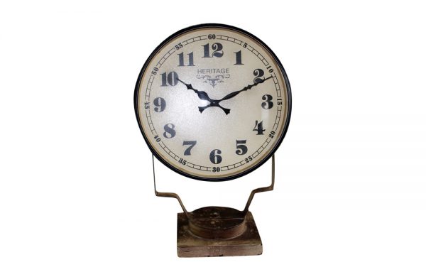Upcycled Iron Rusty Finish Lamp Style Clock (Brown Camo)