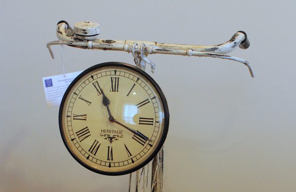 Upcycled Iron Bicycle Clock (White)