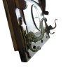 Upcycled Old Window Clock with Brass Hooks (Dark Green)