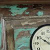 Upcycled Old Window Clock with Brass Hooks (Emerald Green)