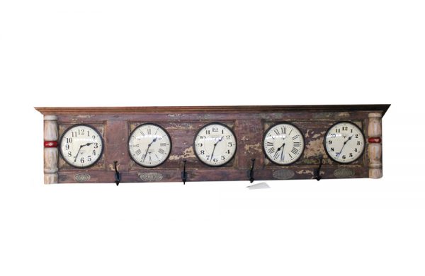 Upcycled Old Door World Time Clock (Horizontal)