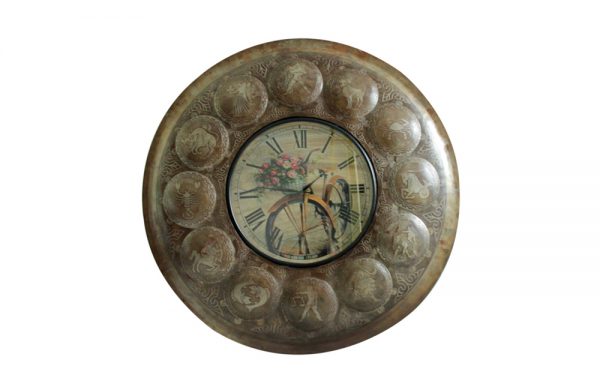 Upcycled Iron Zodiac Sign Clock (Flowers)