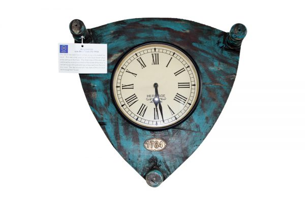 Upcycled Old Low Stool Clock (Blue)