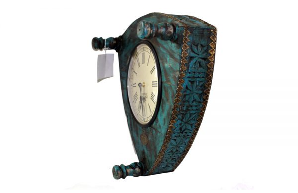 Upcycled Old Low Stool Clock (Blue)