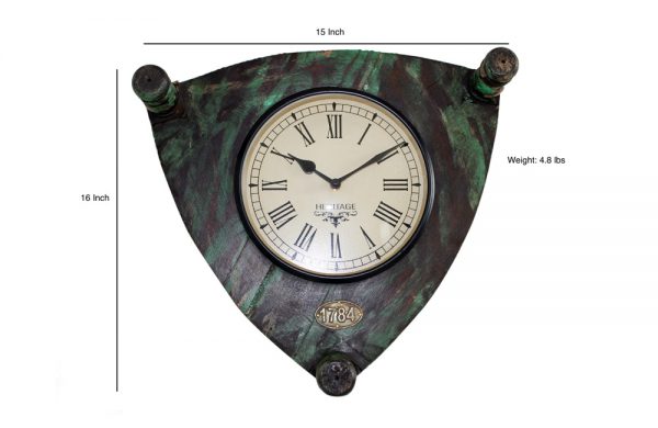 Upcycled Old Low Stool Clock (Green)