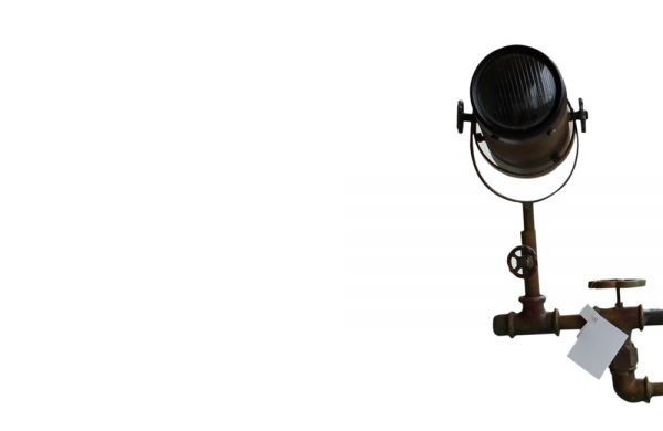 Upcycled Iron Floor Lamp Clock (Brown Camo)