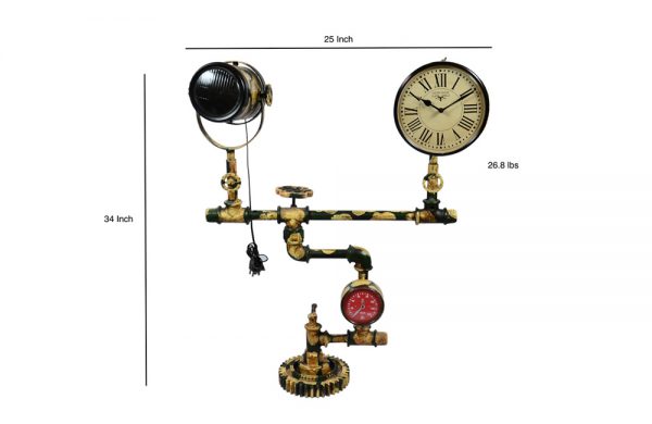 Upcycled Iron Floor Lamp Clock (Green Camo)