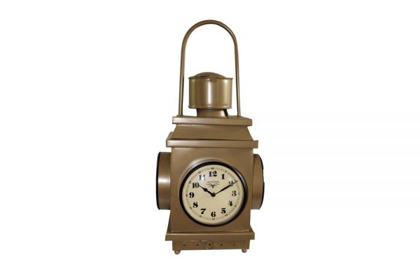 Upcycled Iron Lantern Clock (Brown)