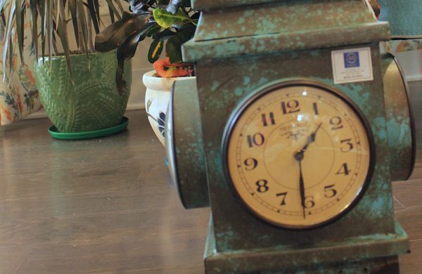 Upcycled Iron Lantern Clock (Blue)