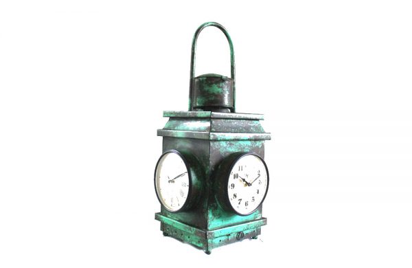 Upcycled Iron Lantern Clock (Green)