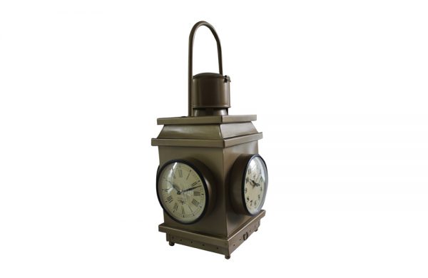 Upcycled Iron Lantern Clock (Brown)