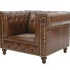 Chesterfield Top Grain Leather Armchair (Cameroon Cocoa)