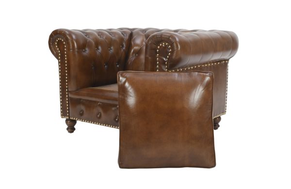 Chesterfield Top Grain Leather Armchair (Cameroon Cocoa)