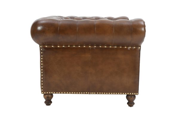 Chesterfield Top Grain Leather Armchair (Cameroon Cocoa)