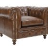 Chesterfield Top Grain Leather Armchair (Cameroon Cocoa)