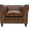 Chesterfield Top Grain Leather Armchair (Cameroon Cocoa)