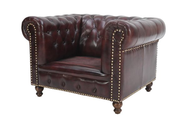 Chesterfield Top Grain Leather Armchair (Eminence Mocha)