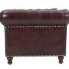 Chesterfield Top Grain Leather Armchair (Eminence Mocha)