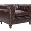 Chesterfield Top Grain Leather Armchair (Eminence Mocha)