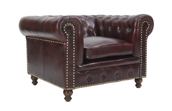 Chesterfield Top Grain Leather Armchair (Eminence Mocha)