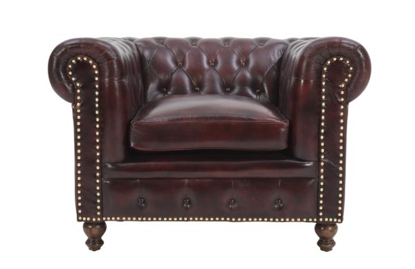 Chesterfield Top Grain Leather Armchair (Eminence Mocha)