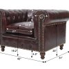 Chesterfield Top Grain Leather Armchair (Eminence Mocha)