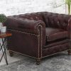 Chesterfield Top Grain Leather Armchair (Eminence Mocha)