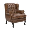 Vatican Wing Back Chesterfield Leather Accent Chair (Cameroon Cocoa)