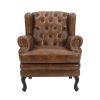 Vatican Wing Back Chesterfield Leather Accent Chair (Cameroon Cocoa)